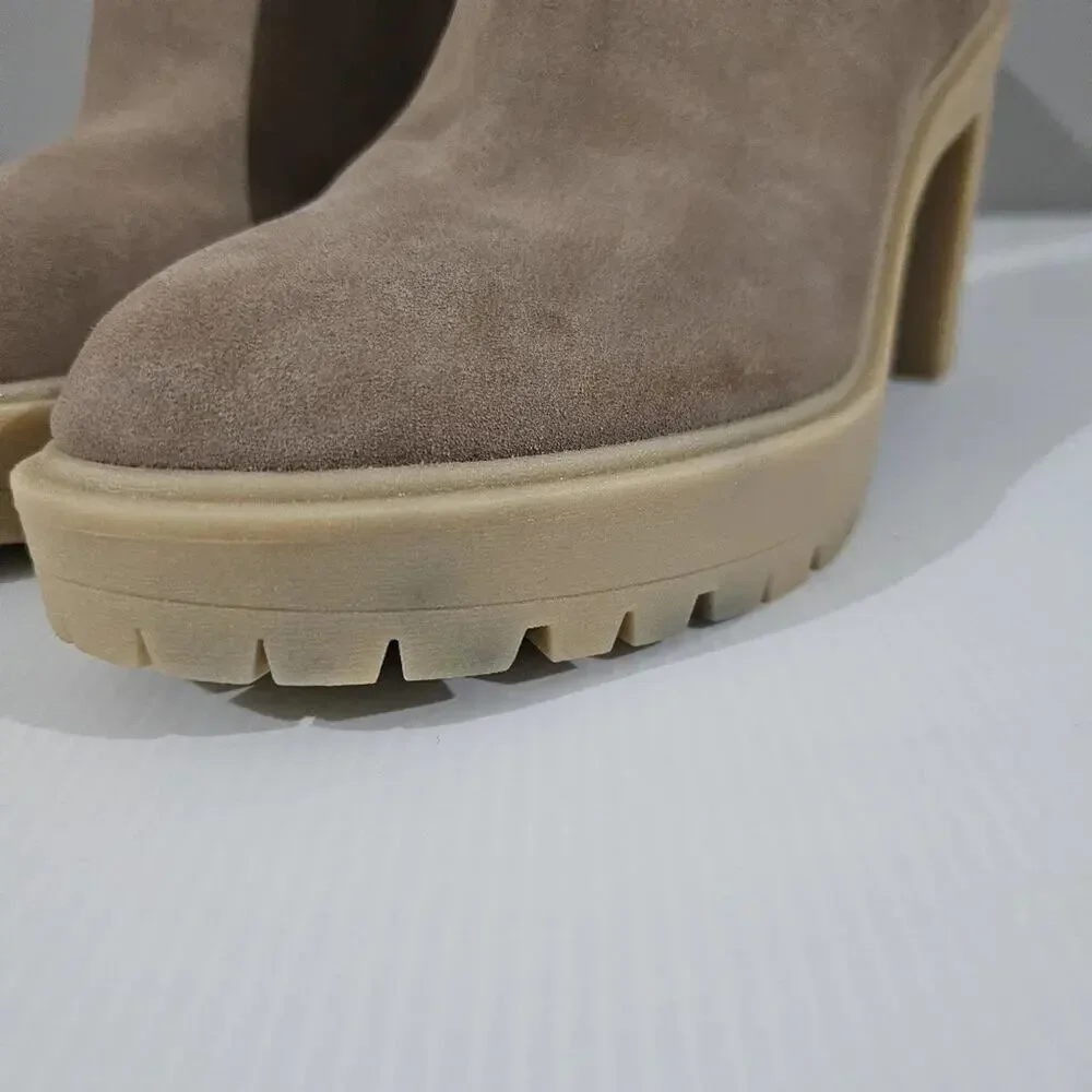 Dolce Vita Caster H20 Ankle Bootie Womens 10 Tan Suede Waterproof Platform Fall